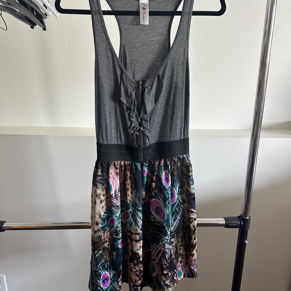 5th Culture Gray and Multicolor Mini Dress